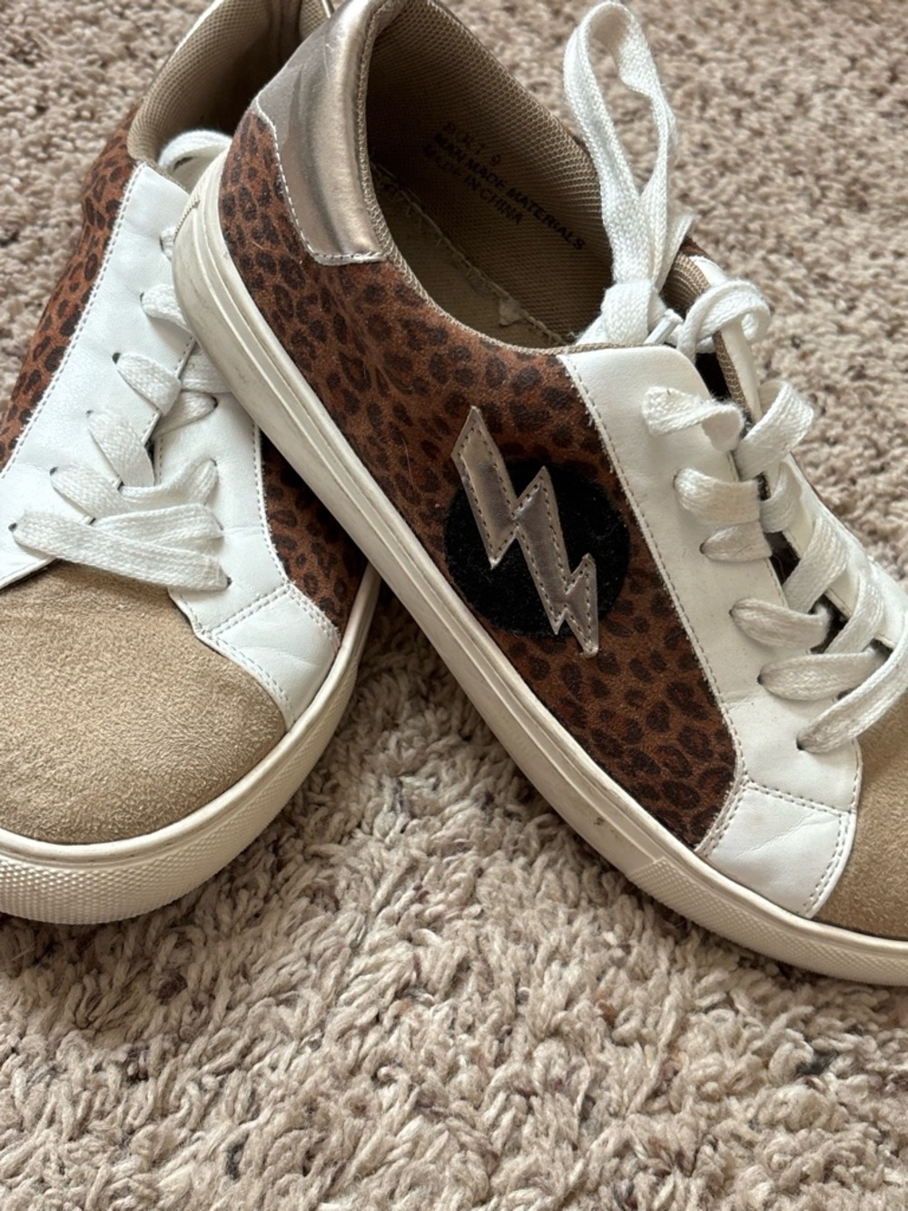 Corkys Leopard-Print Lace-Up Sneakers in Brown, White & Tan